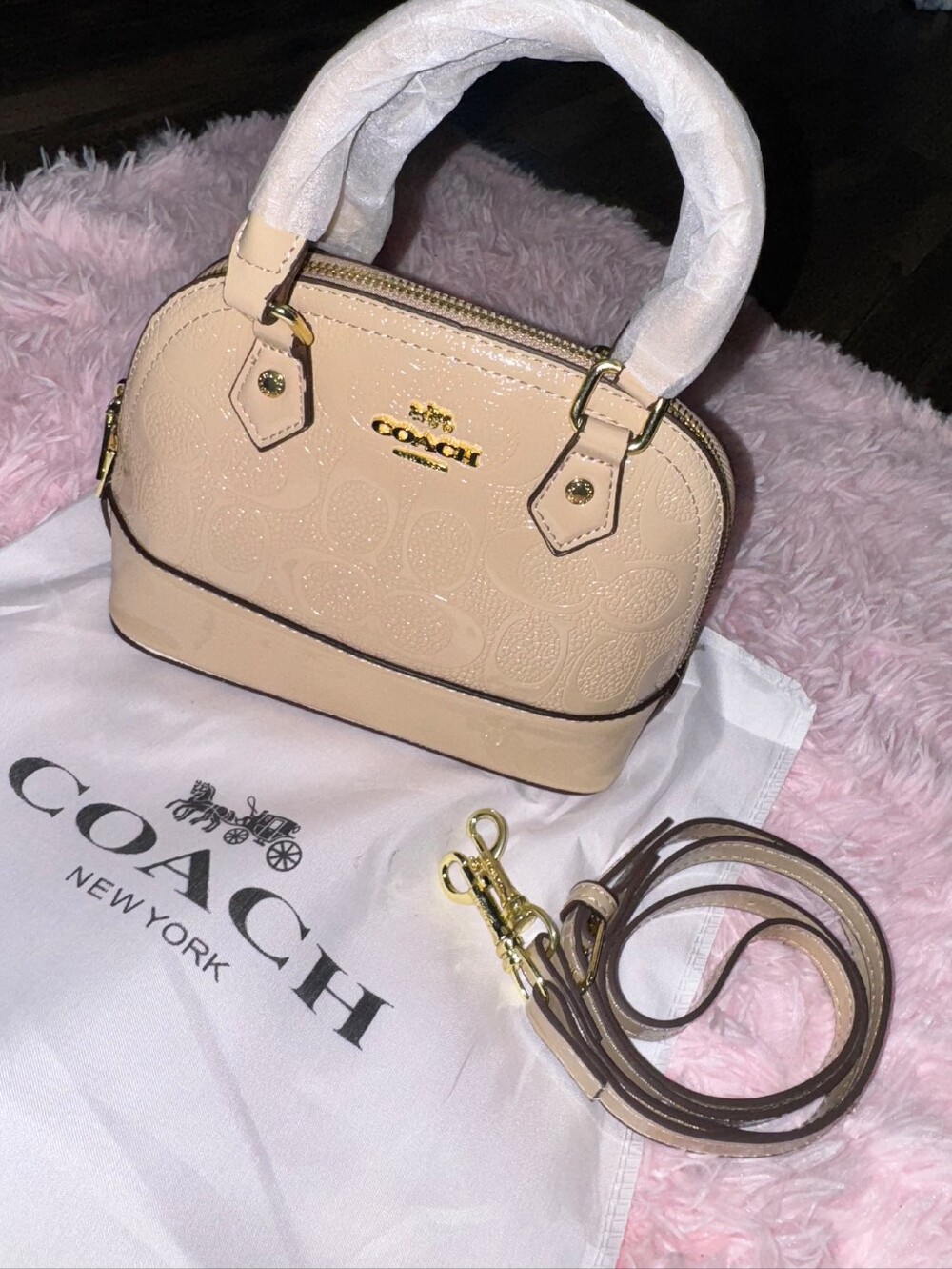 Coach Beige Signature Shoulder Bag Crossbody